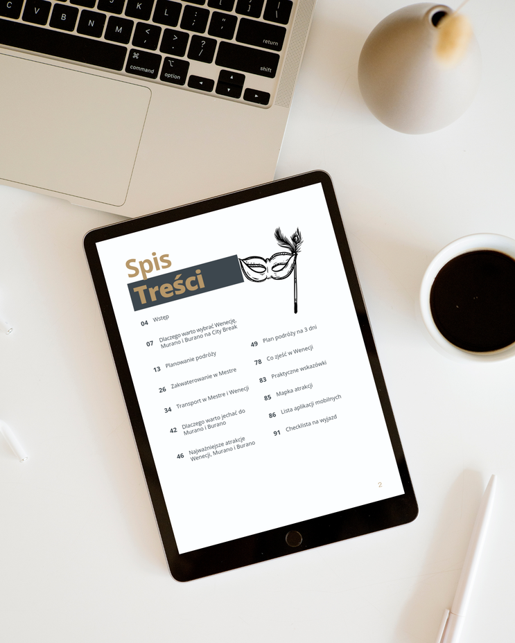 Spis treści przewodnika po Wenecji, Murano i Burano